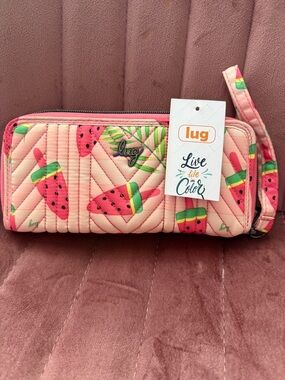 lug Pink Quilted Wristlet Wallet with Watermelon Pop Print NWT